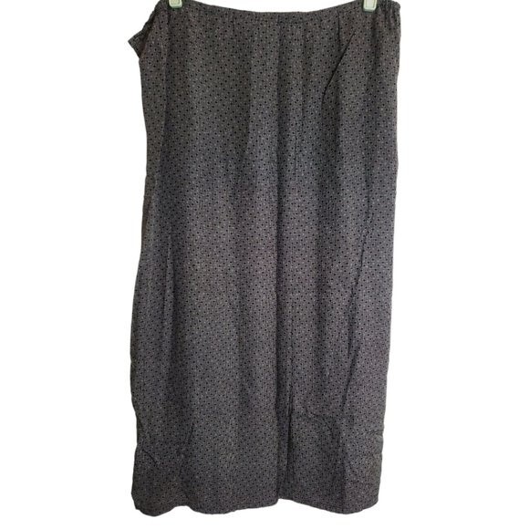 Vintage Eddie Bauer Straight Split Midi Skirt Black with White Pattern Size 12 - Picture 2 of 7